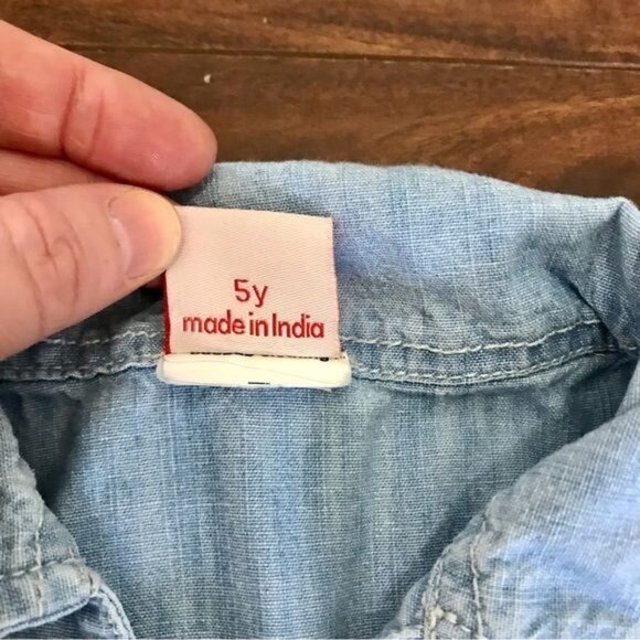 BaoBab Collection Little Girl's Chambray Denim Tunic Shirt Size 5T Made in India - Picture 4 of 4